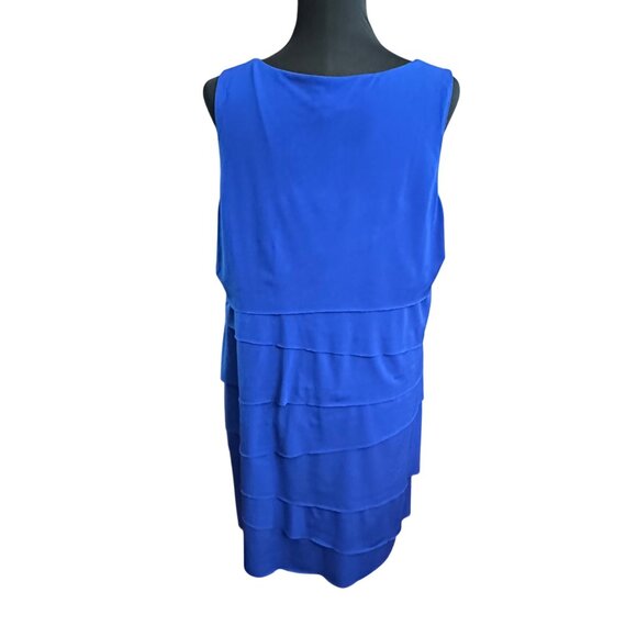 Chico's Dress Size 2 L Blue Layered Sleeveless Dress Flappers Style Royal Blue - Picture 3 of 16